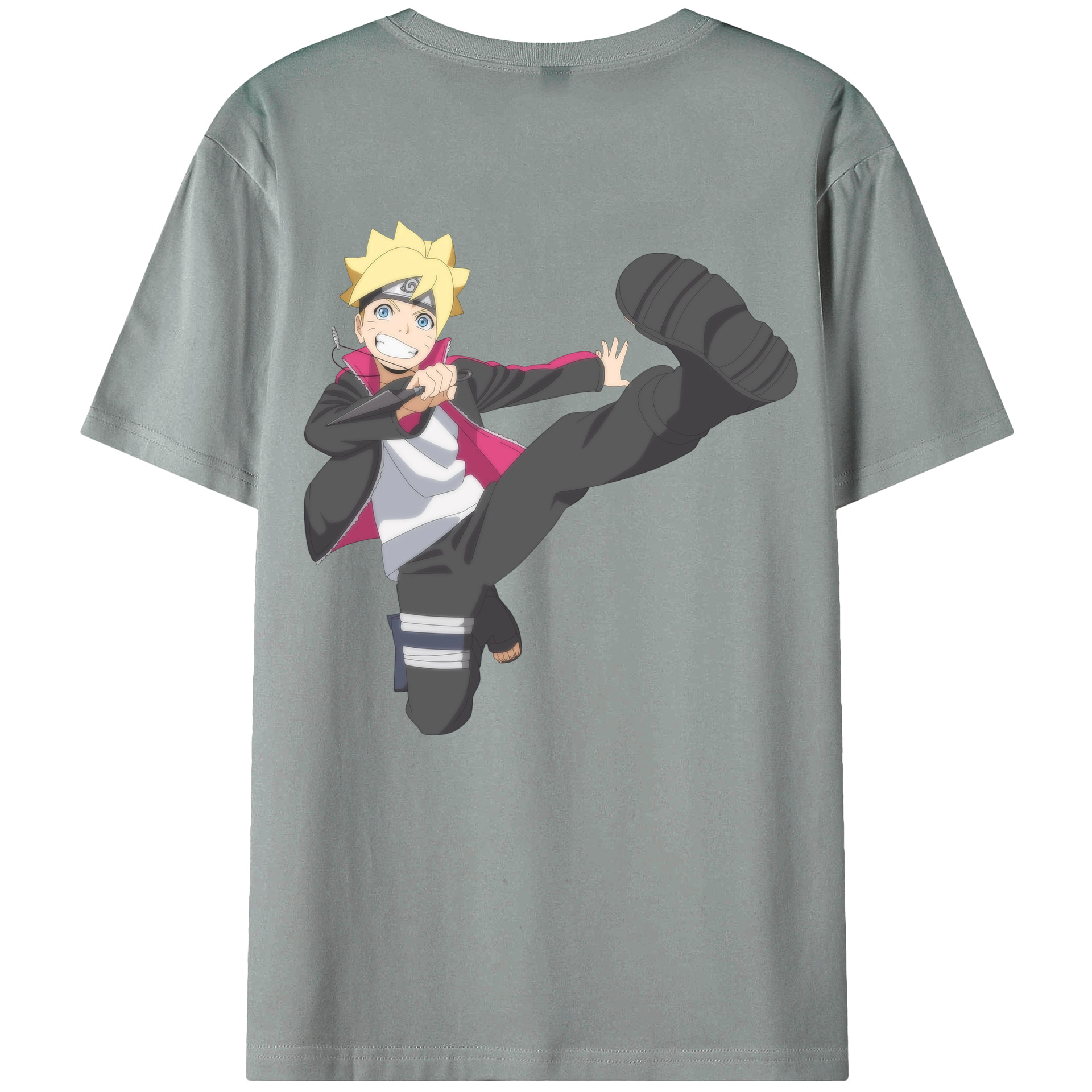 （画像用） NARUTO -ナルト- うずまき ボルト Uzumaki Boruto 綿100％ メンズ半袖Tシャツ（バックプリント） 通気性